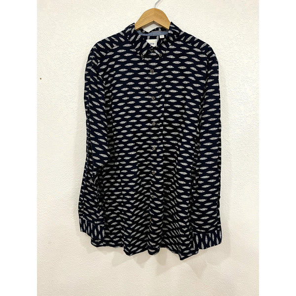 ROWM Navy Feather Print Button Down Shirt 2XL Tall