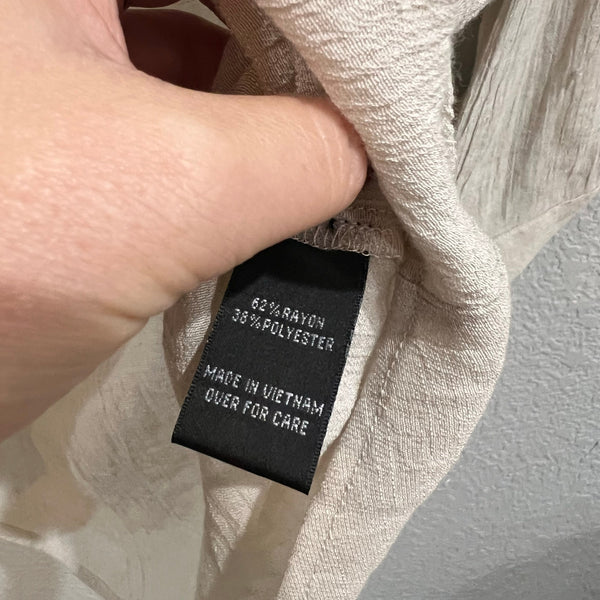 A. Byer Lightweight Taupe Button Down Blouse Medium