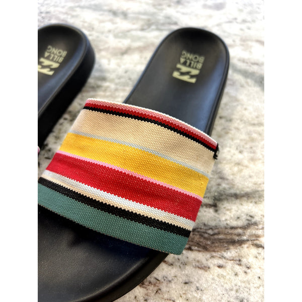Billabong Striped Multi Color Canvas Slip On Sandals Size 8