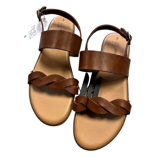 NWT Time and Tru Chestnut Faux Leather Braided Sandals Size 9