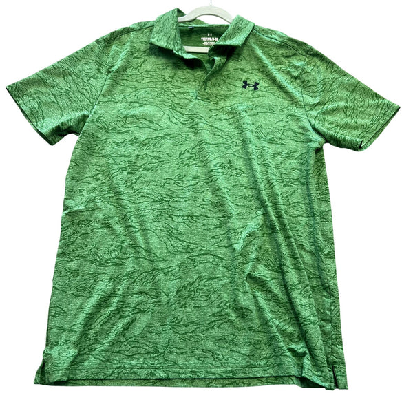Under Armour Boys Green Collared Polo Size Youth XL