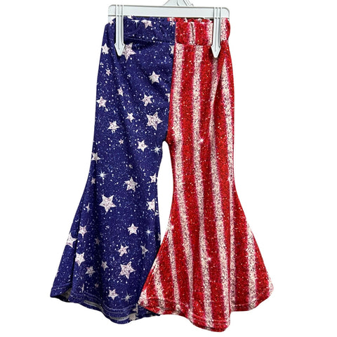 Bella Breez Boutique Red White Blue Flag Flare Pants Size 2T