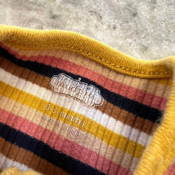 Mudpie Fall Striped Ruffle One Piece Romper Size 0-3 Mo