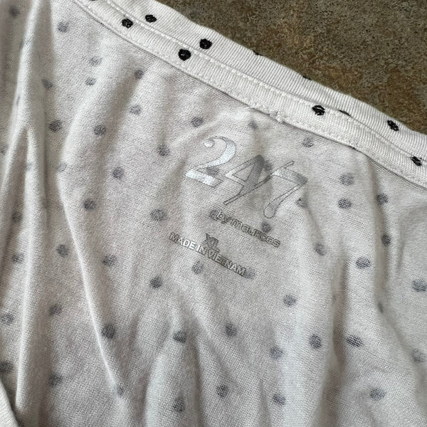 Women's Butter Soft White + Black Polka Dot Top XL