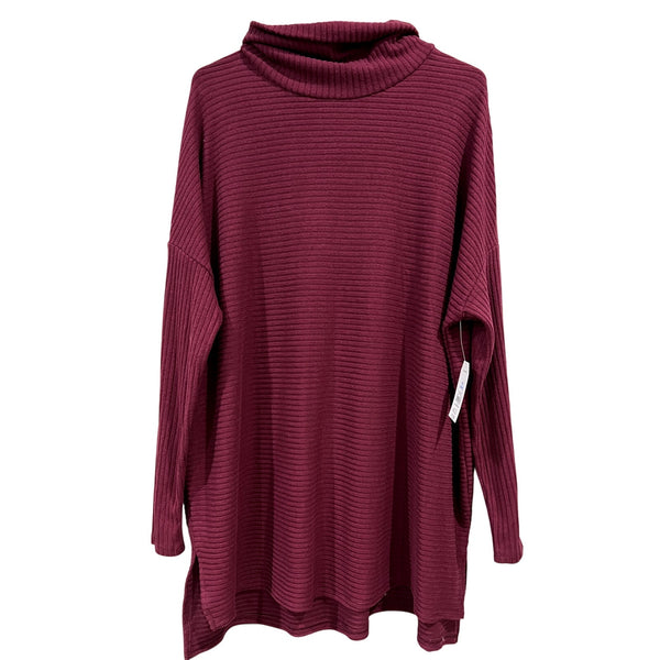 NWT Time and Tru Maroon Ribbed Turtleneck Tunic Sweater XL