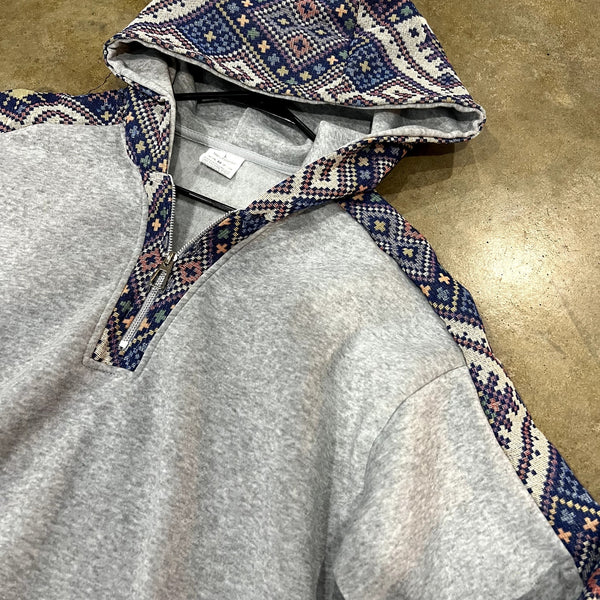 NWOT Men's Aztec Quarter Zip Hooded Pullover Large