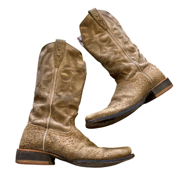 Twisted X Men's Stonewashed Camel Bull Hide Square Toe Cowboy Boots Size 10D