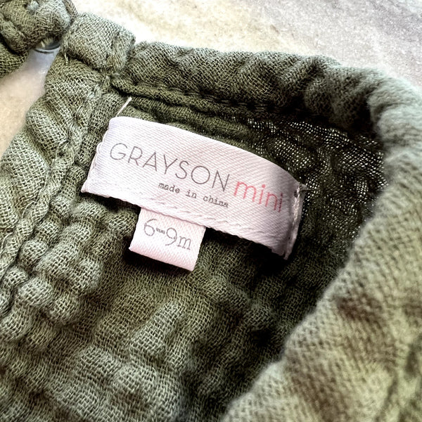 Grayson Mini Olive Waffle Knit One Piece Size 6-9 Mo.