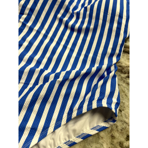 NWT Time & Tru Textured Striped Blue One Piece Swimsuit Size Medium