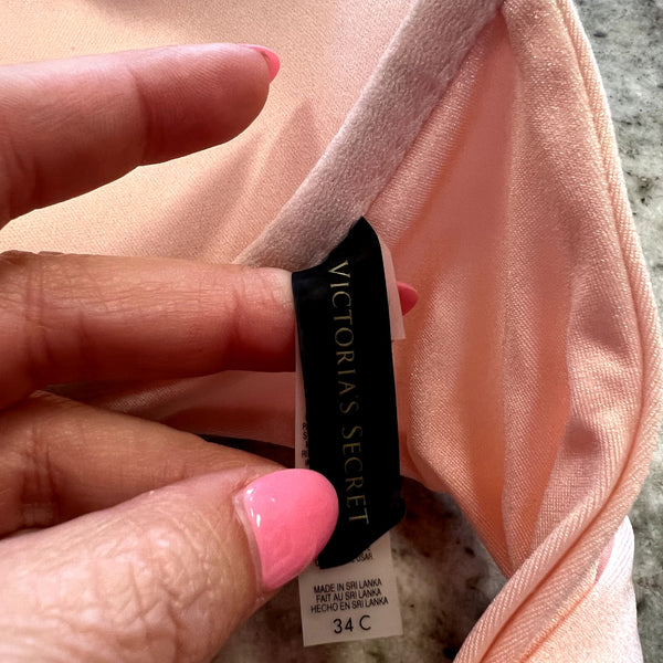 Victoria's Secret Blush Pink Bejewelled Strapless Swim Top Size 34C