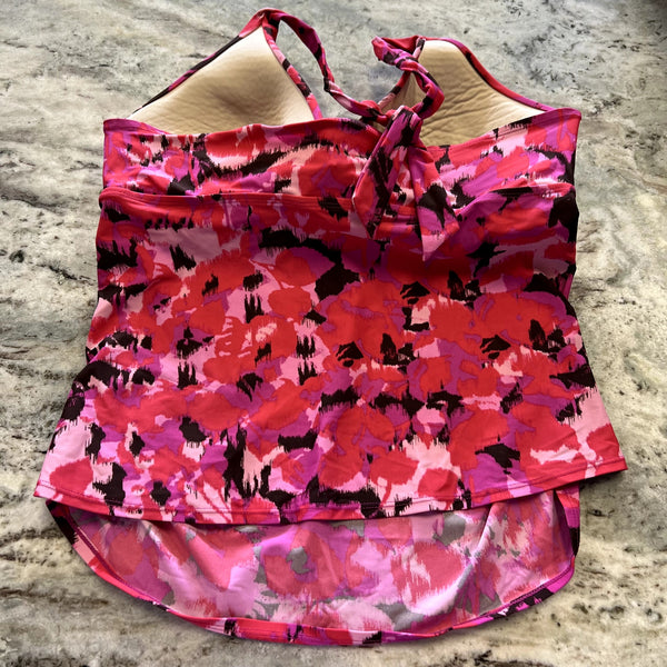 Merona Pink Brushstroke Halter Tankini Swim Top XL