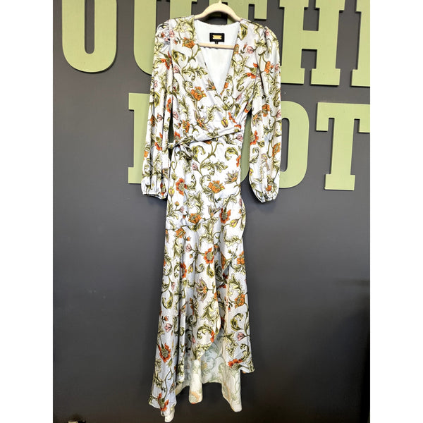 Alexia Admor Satin Light Blue Floral Dress Size 8