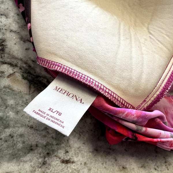 Merona Pink Brushstroke Halter Tankini Swim Top XL