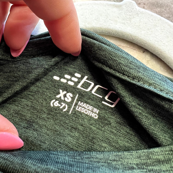 BCG Boys Olive Green Heather Athletic Tee Size XS 6/7