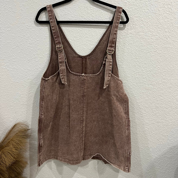 Hem & Thread Boutique Chocolate Denim Mini Dress Large