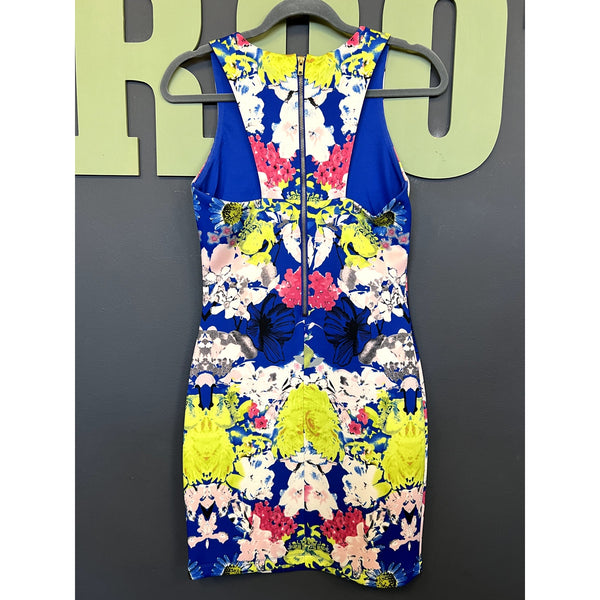 Gianni Bini Bodycon Royal Blue Floral Mini Dress Medium