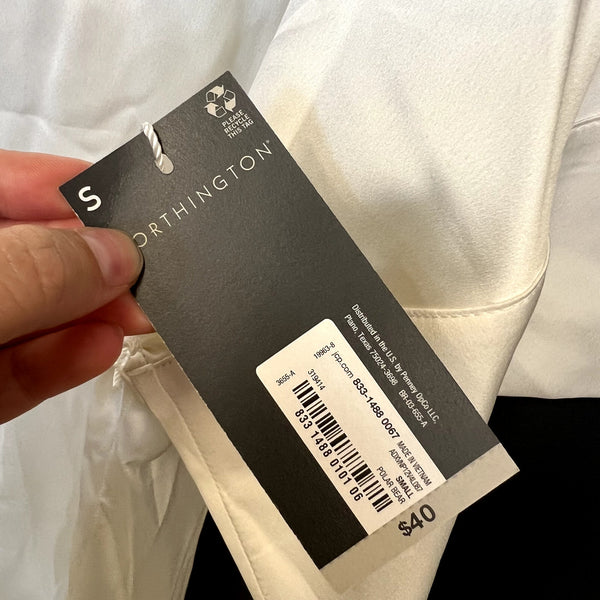 NWT Worthington White Silky V-Neck Blouse Small