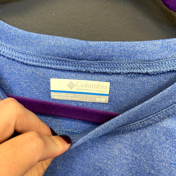 Colulmbia PFG Light Blue + Orange Moisture Wicking Long Sleeve Fishing Shirt Med