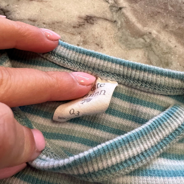 Kate Quinn Light Blue Striped Long Sleeve Peplum Dress Size 0-3 Mo