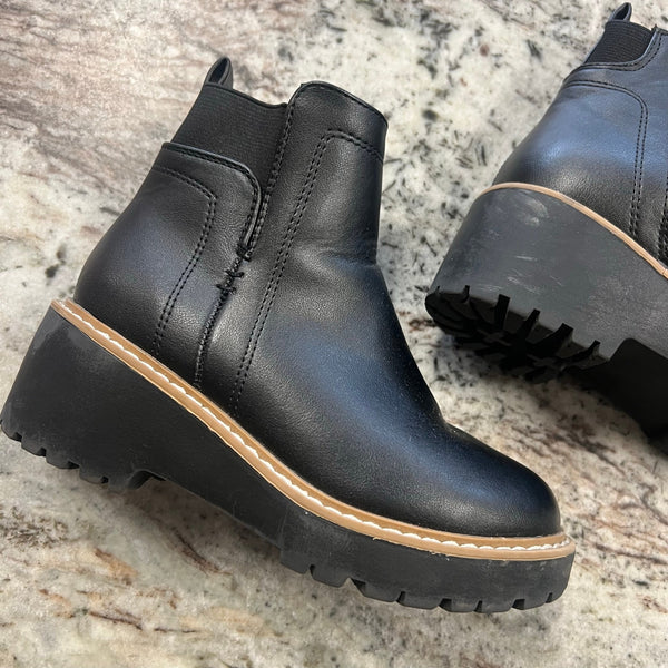 Sonoma Girls Black Faux Leather Platform Boots Size 12