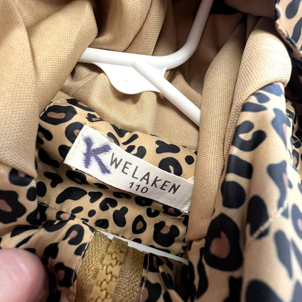 Girls Leopard Hooded Full Zip Jacket Size 5T