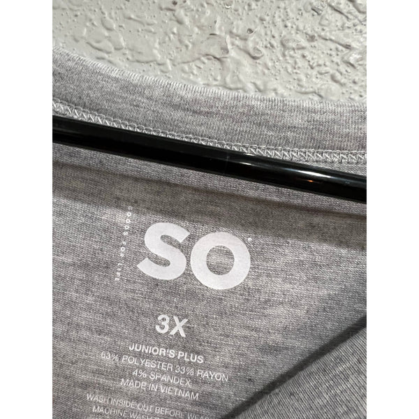 SO Gray Butter Soft Tee Juniors Plus Size 3XL