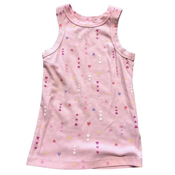 Wonder Nation Girls Pink Ribbed Heart Tank Top Small