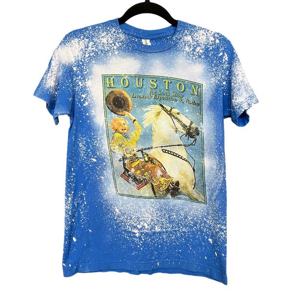 Houston Rodeo Western Bleached Blue Graphic Tee Small