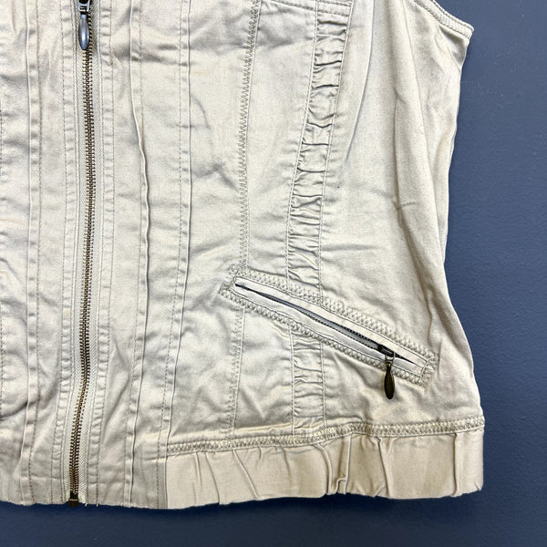 Christopher & Banks Tan Full Zip Vest Size Large