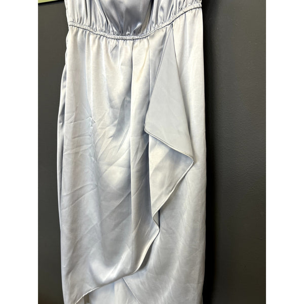 Entro Baby Blue Satin Mock Neck Midi Dress Size Large