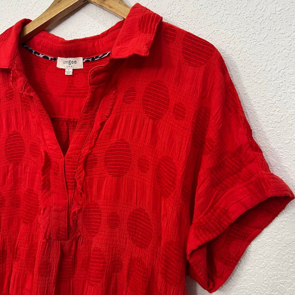 Umgee Red Polka Dot Mini Dress Size Large