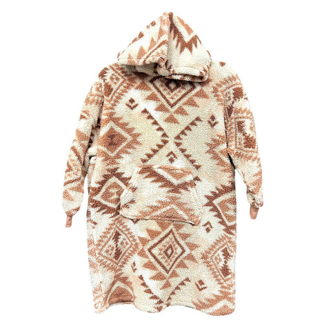 Wonder Nation Girls Cream Snuggle Hooded Aztec Sherpa Medium