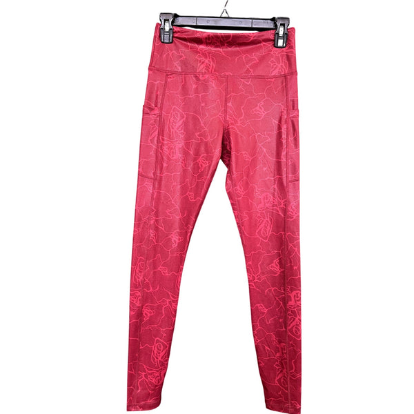 Zyia Active Maroon Floral Full Length Active Leggings Size 6/8