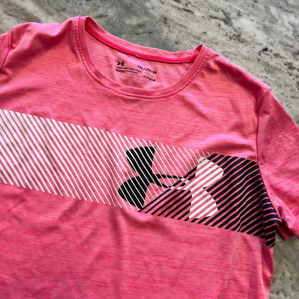Under Armour Girls Pink Athletic Short Sleeve Top Youth XL