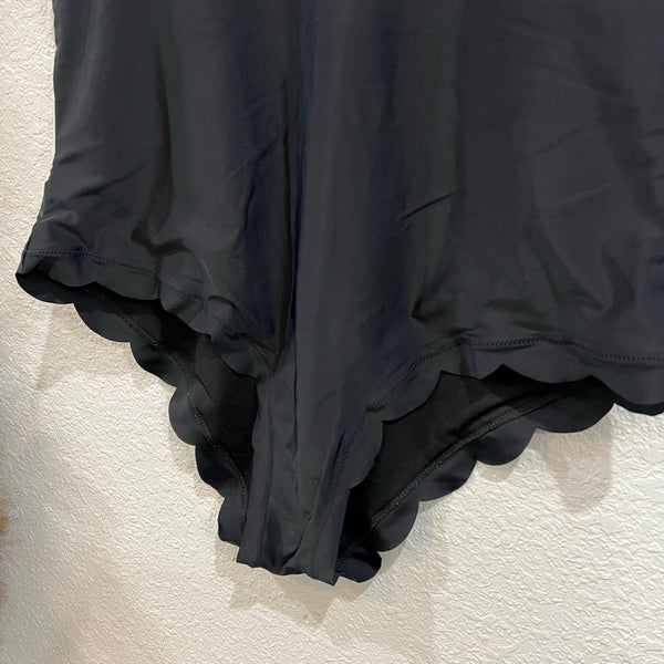 Women's Black Scalloped One Piece Swimsuit 2XL