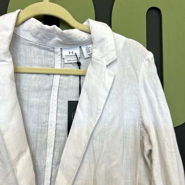 NWT Halston 100% Linen White Blazer Size Medium