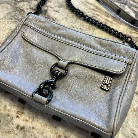 Rebecca Minkoff Gray Leather + Black Chain Crossbody