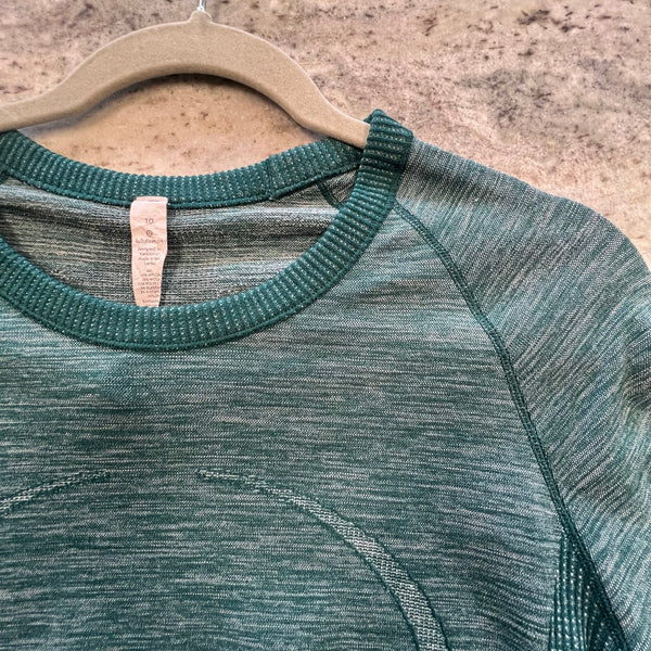 Lululemon Swiftly Tech Green Long Sleeve Top Size 10