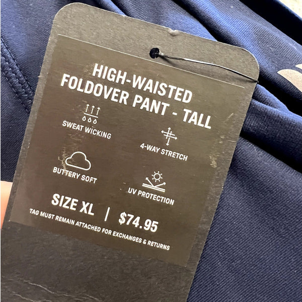 NWT Fabletics Navy High Waist Wide Leg Foldover Pant Size XL Tall