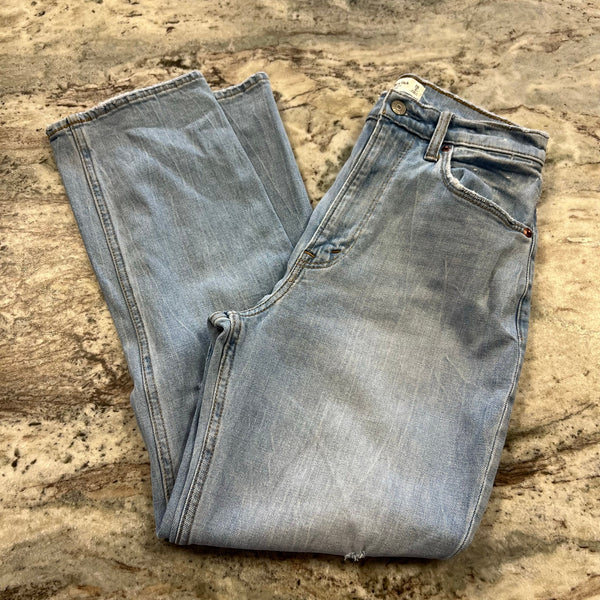 Abercrombie & Fitch Ankle Straight Ultra High Rise Light Wash Distressed Jeans 2