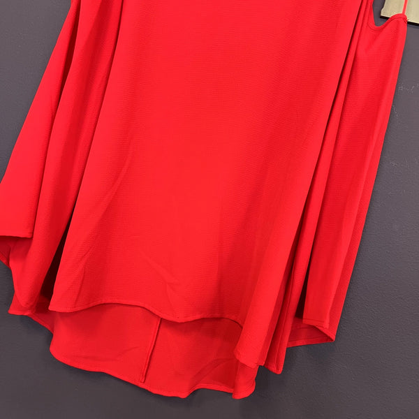 Vince Camuto Red Cold Shoulder Flare Sleeve Blouse Large