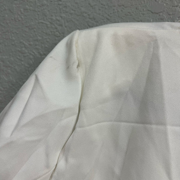 Women's Long Sleeve Fringe Collared White Western Dress Large