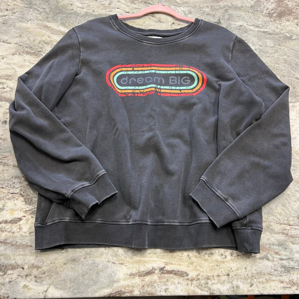 Zyia Active Dream Big Washed Charcoal Sweatshirt Size Large