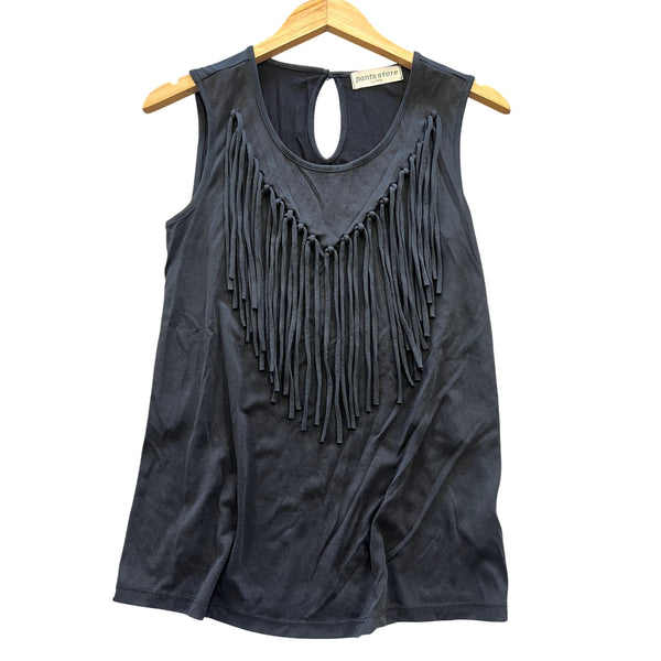 Pants Store Butter Soft Fringe Black Tank Top Small