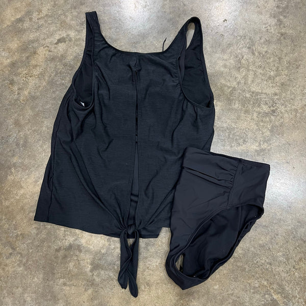 Kona Sol Black Tankini Open Back Swimsuit Large