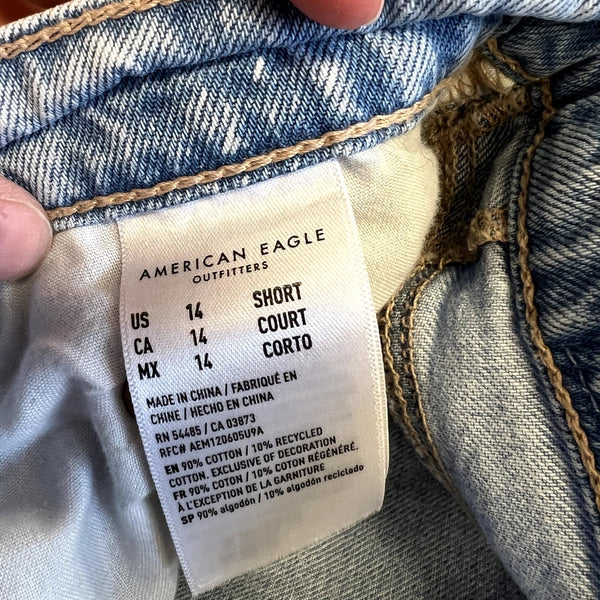 American Eagle Super High Rise Baggy Wide Leg Jeans Size 14 Short