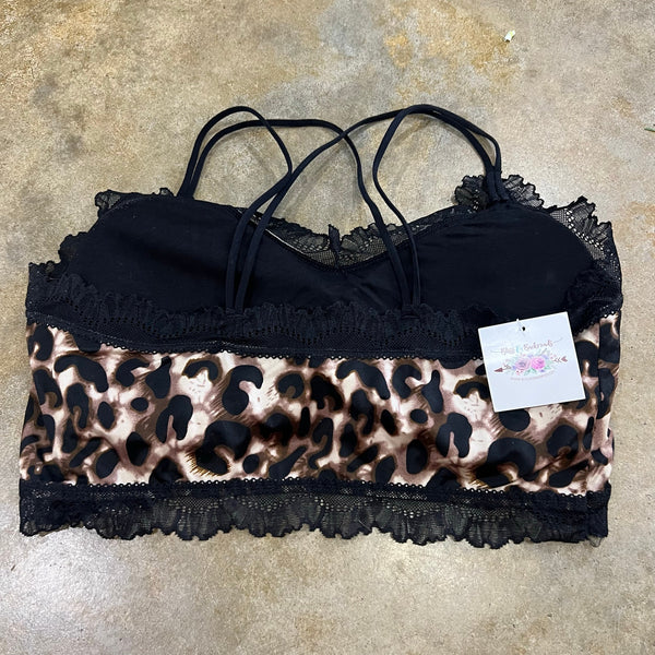 NWT Leopard Padded Lace Bralette L/XL