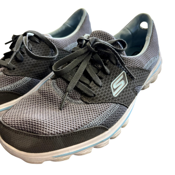 Skecher's Go Walk 2 Gray + Blue Sneakers Size Women's 11