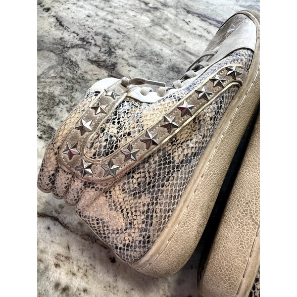 Vintage Havana Snake Print Studded High Top Sneakers Size 9.5
