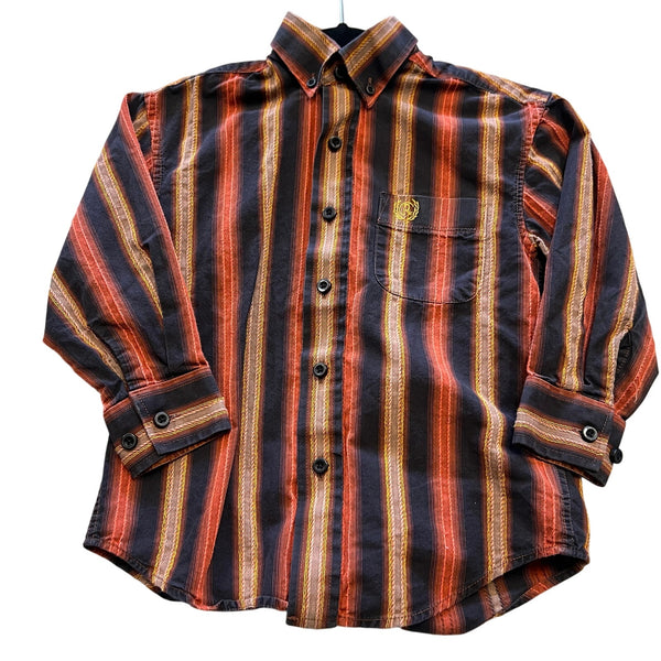 Panhandle Western Button Down Top Orange/Yellow Boys Size XS 4